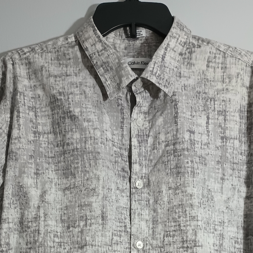 Men's Calvin Klein Gray Button Down Long Sleeve Shirt XL